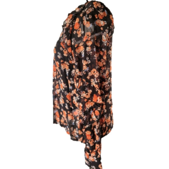 NWT Lucky Viscose Chiffon Style Floral Ruffled Long Sleeve Blouse-Size XSmall - Picture 7 of 9